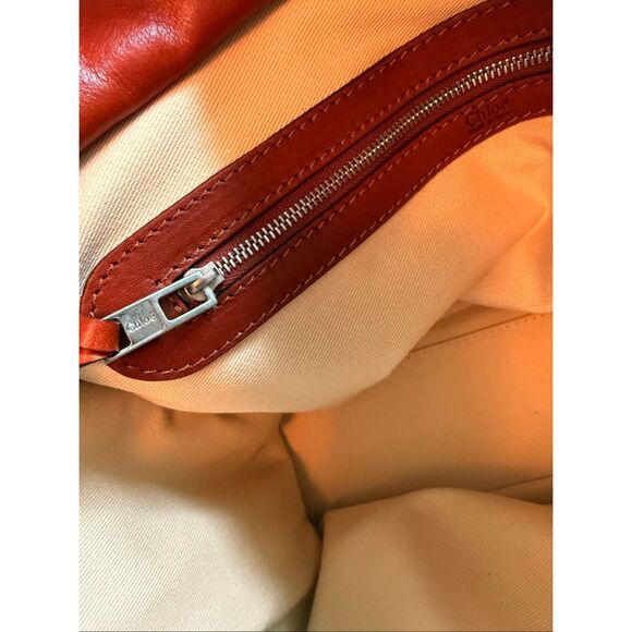 Chloé Tracy Satchel Tote Bag Camel & Orange Leather Brass Hardware Made in Italy - Picture 14 of 14